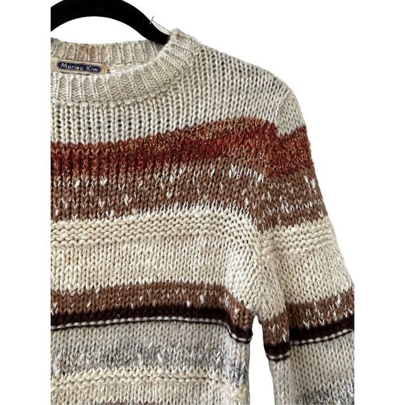 Vintage Mariea Kim Pullover Striped Knitted Sweater Cream Women’s Size Small - Picture 2 of 5
